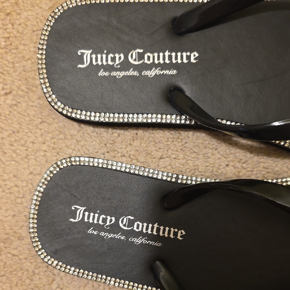 Juicy Couture Black Sandals with Rhinestone Bow - Picture 2 of 8